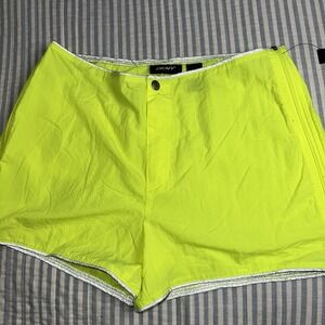 Vintage DKNY Active Women's Neon Yellow High Waist Y2K Zip Reflective Size 10